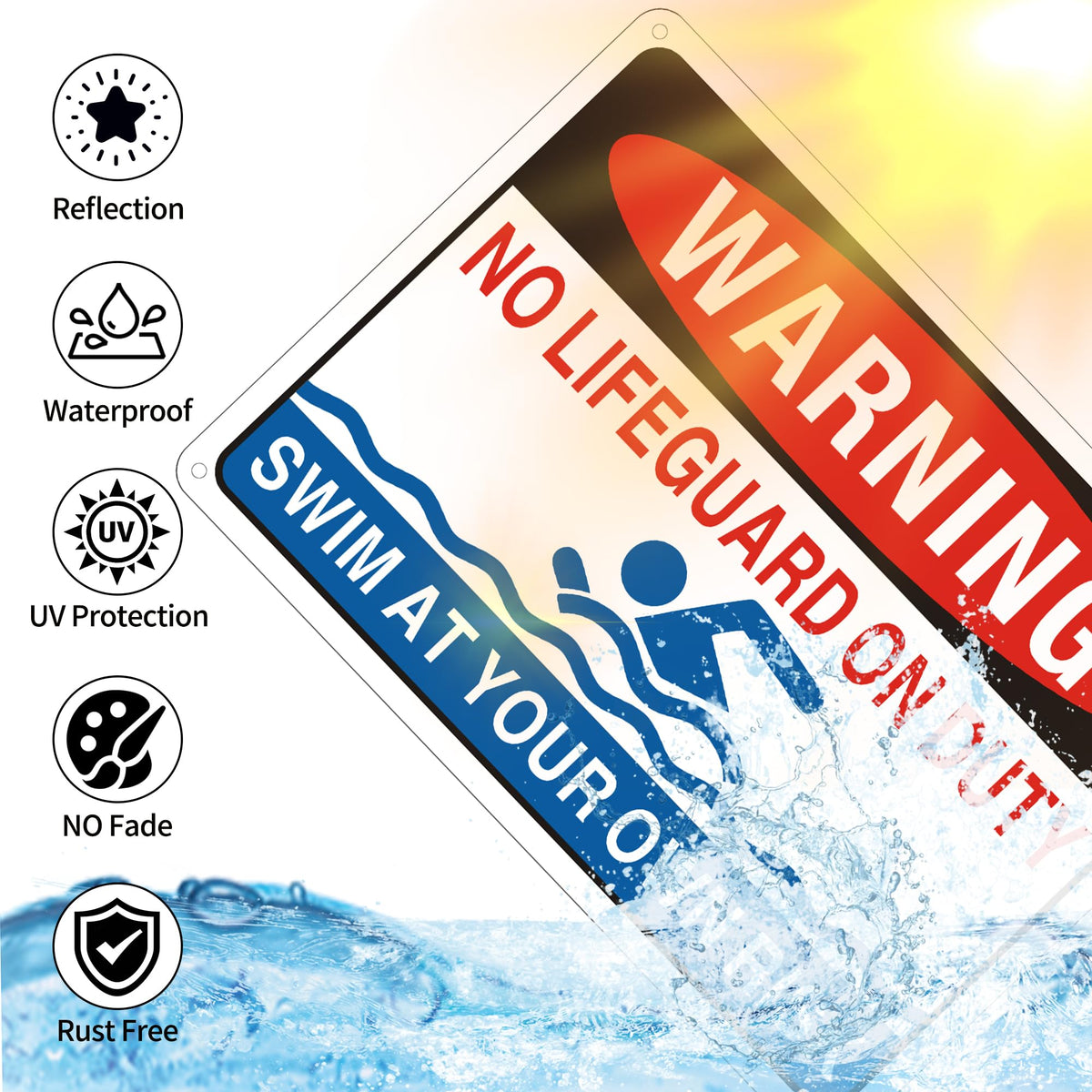 Frohllia Pool Rule Sign 2-Pack shows easy installation with four mounting holes