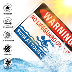 Frohllia Pool Rule Sign 2-Pack shows easy installation with four mounting holes
