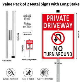 Frohllia private driveway sign includes long stake for stable installation.