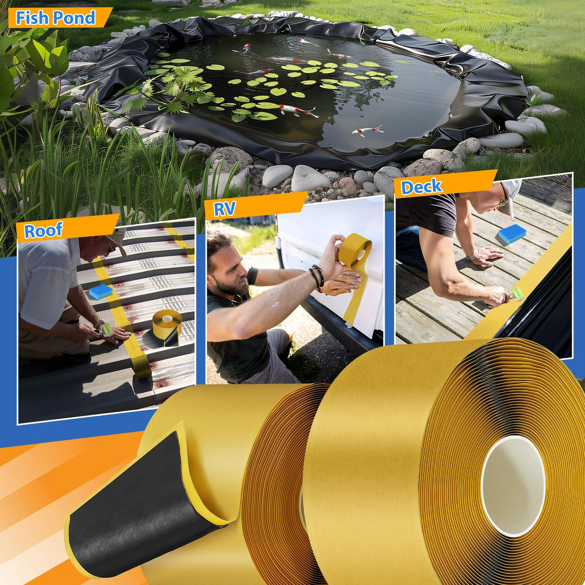 Froidesente kit contents with sponges and roller for quick pond repairs