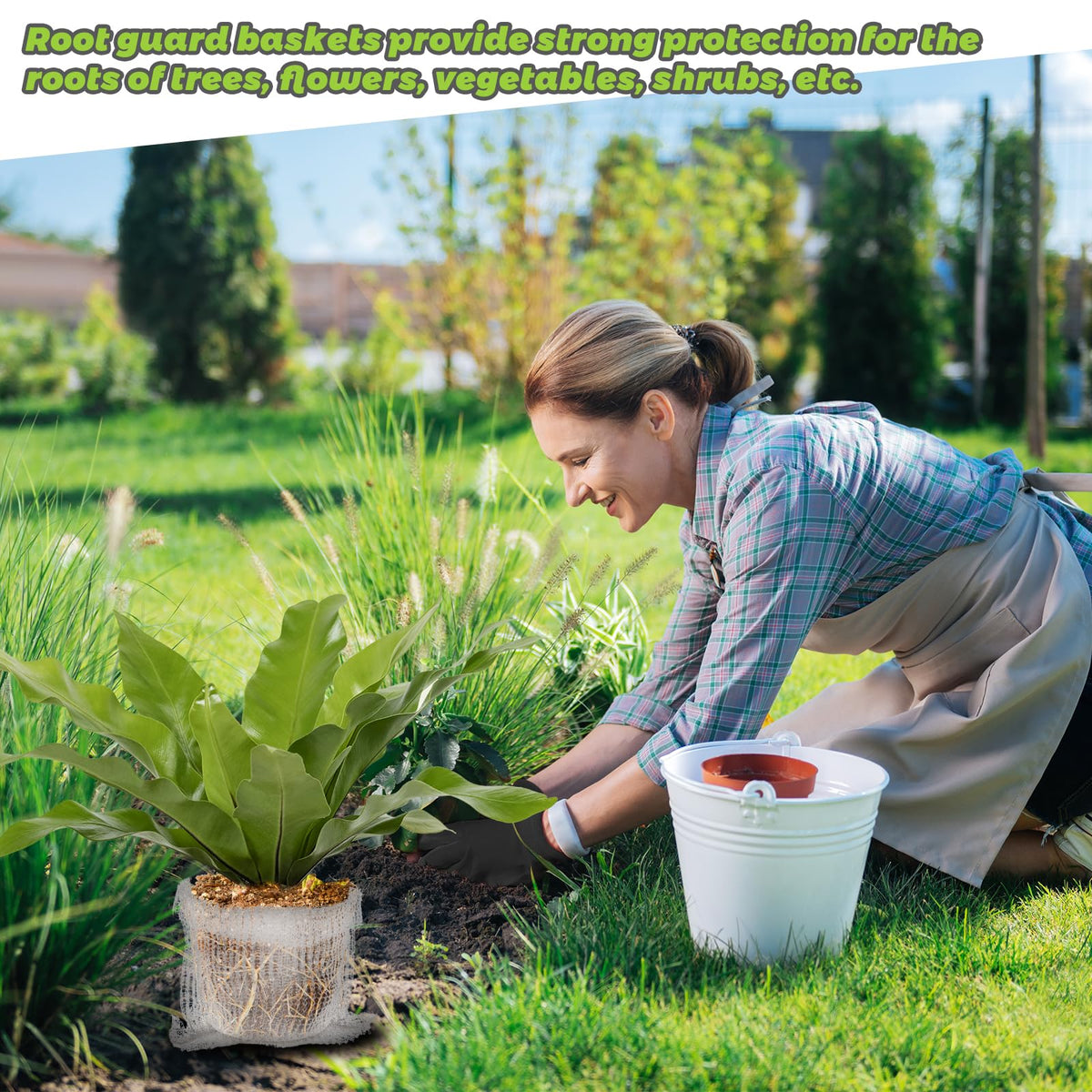 Froidesente multipurpose garden protector basket in use for diverse plants