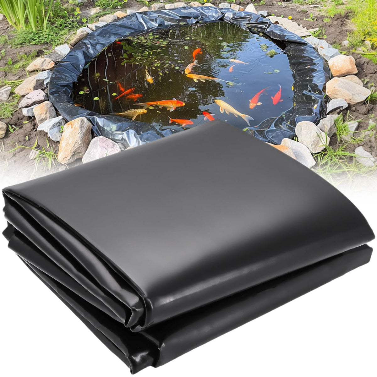 Froidesente pond liner 7x10 ft, durable and puncture-resistant for long-lasting water gardens.