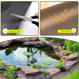 Froidesente pond liner easy-cut and seam option simplifies fitting your pond.