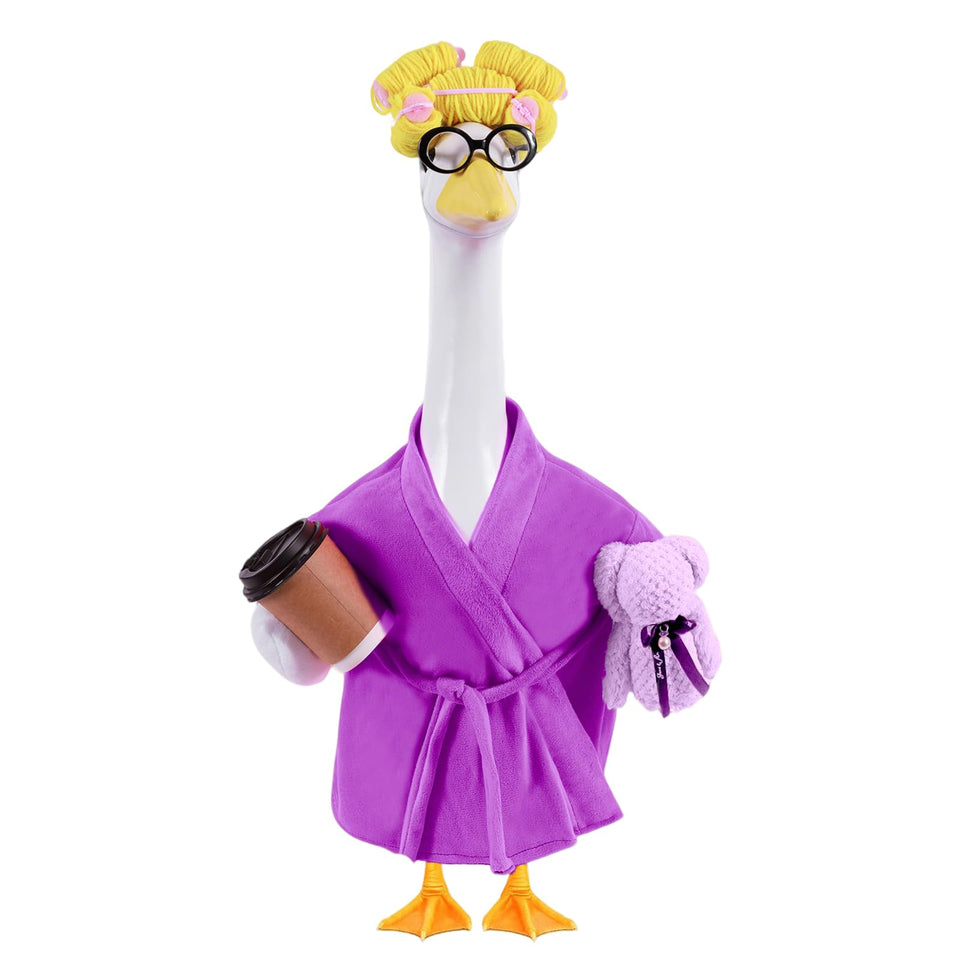 Froklic Lady Porch Goose Outfit full set on 23-inch statue for curb appeal