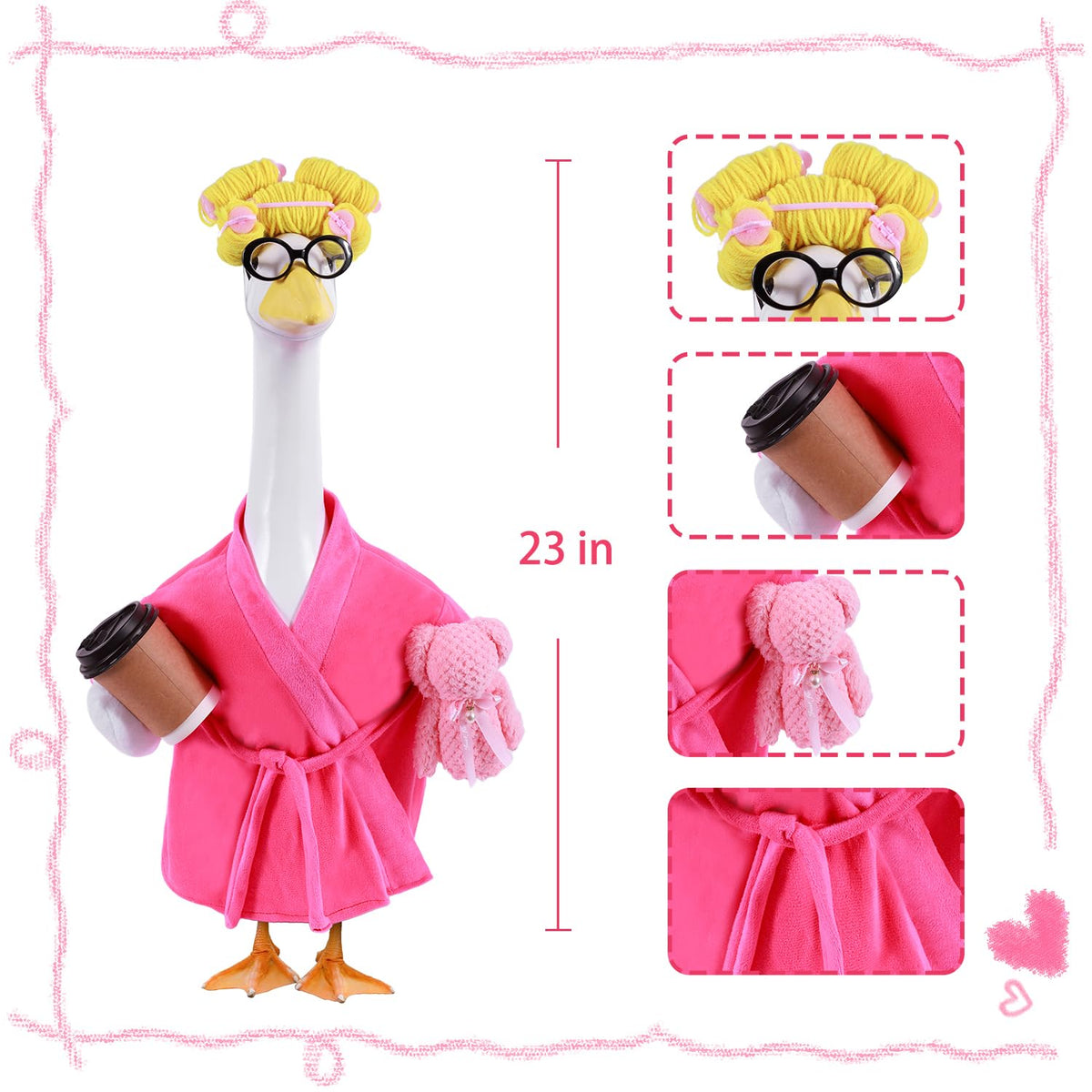Froklic goose outfit towel accessory creates casual garden scene