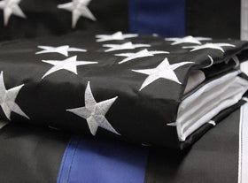 Front Line Flags double-sided embroidered design, readable from both sides for porch or wall mounting.