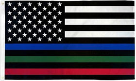 Front Line Flags Thin Blue Red Green Line flag with embroidery, ideal for durable outdoor display.