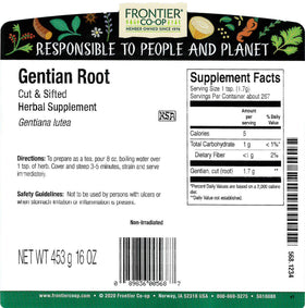 Closeup of Frontier Co-op gentian root cut and sifted, ideal for tinctures and bitters