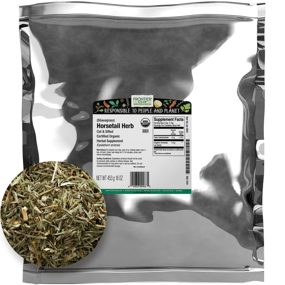 Frontier Co-op horsetail herb bulk bag ready for blending.