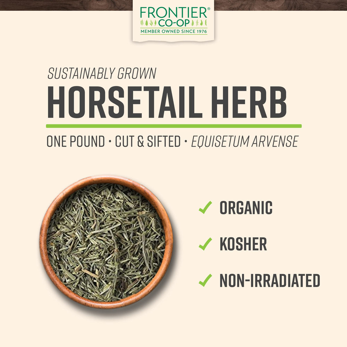 Frontier Co-op horsetail loose leaf ideal for herbal tea blends.
