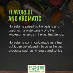 Kosher, non-irradiated organic horsetail by Frontier Co-op.