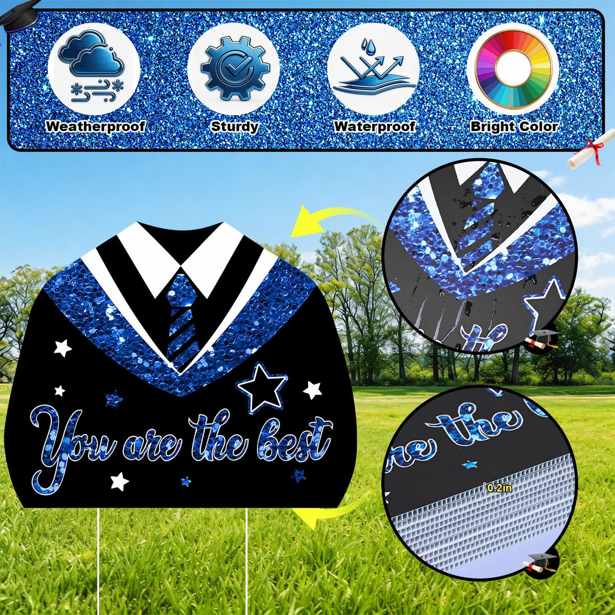 Froova diploma with blue bow sign accents award moments