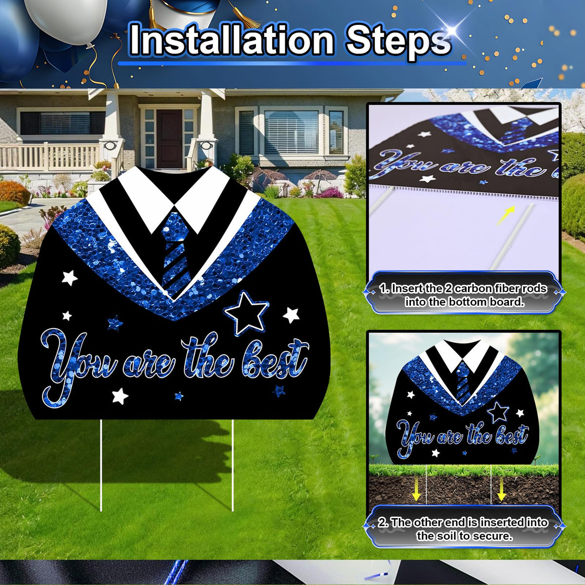 Froova graduation gown sign adds festive photo backdrop