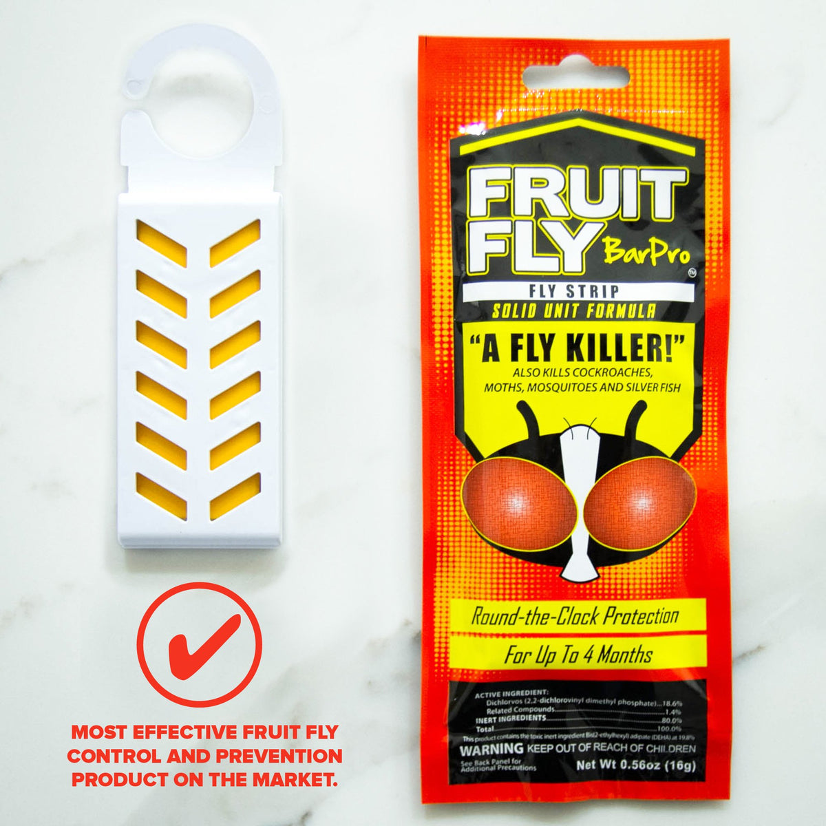Close-up of Fruit Fly BarPro strip ready for targeted site treatment.