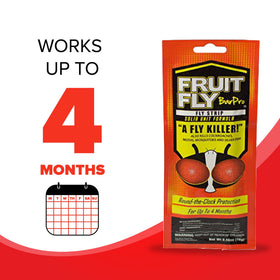 Fruit Fly BarPro strip on a garage shelf delivers odorless protection.
