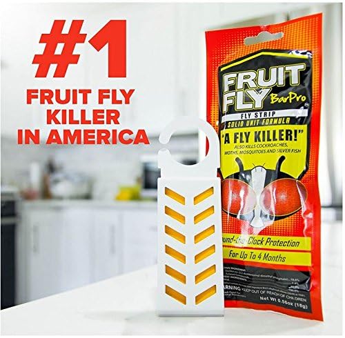 Fruit Fly BarPro strip in pantry storage reduces fruit fly presence.