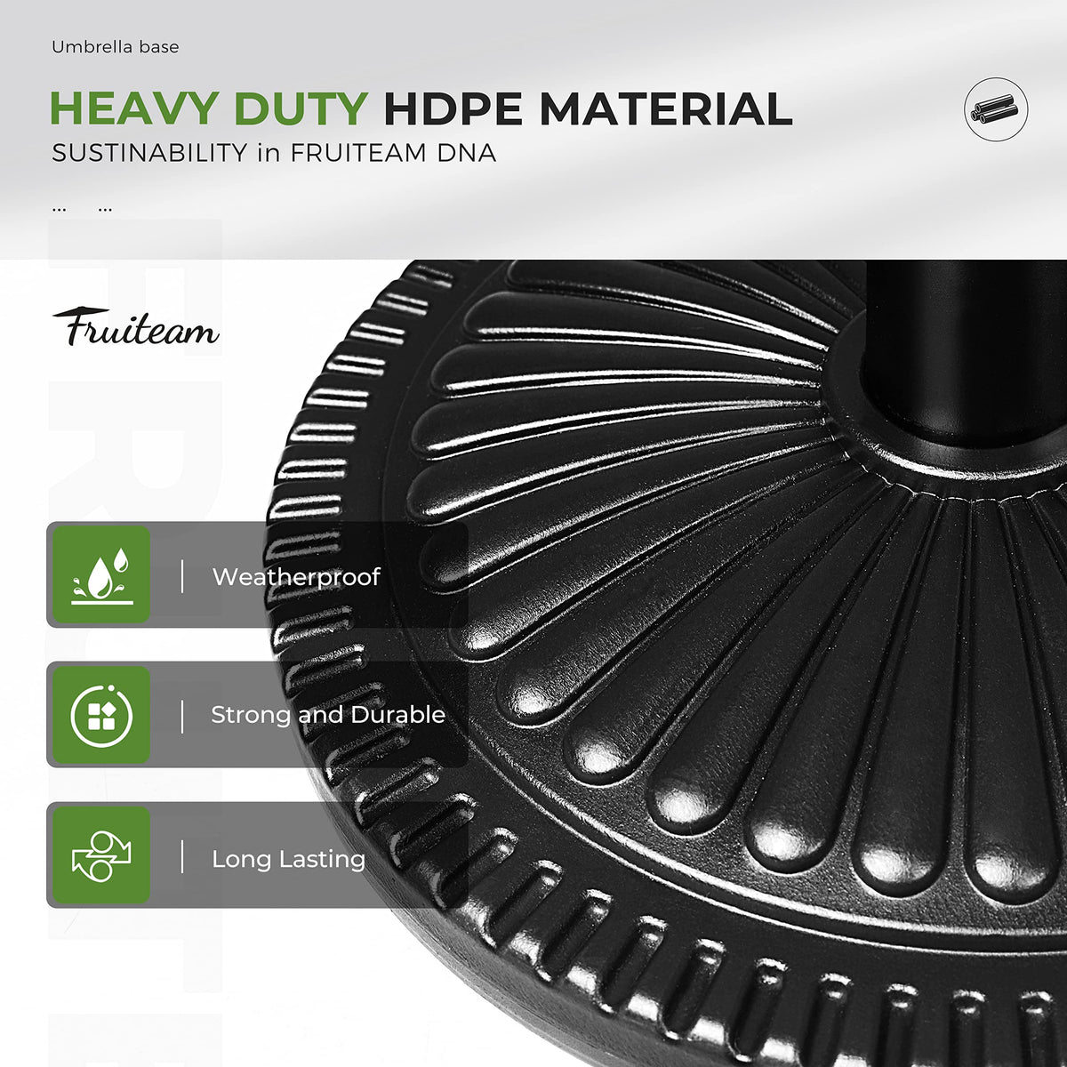 FRUITEAM hand-tightening knob ensures stable attachment for market umbrellas