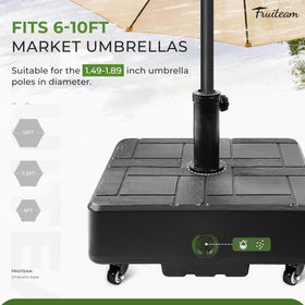 FRUITEAM fillable base supports water or sand for flexible anchoring.
