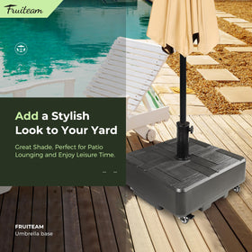 FRUITEAM base in black complements deck, patio, and poolside spaces.