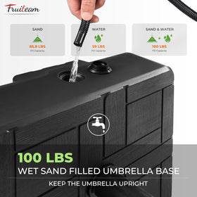 FRUITEAM umbrella base locks securely to keep shade steady.