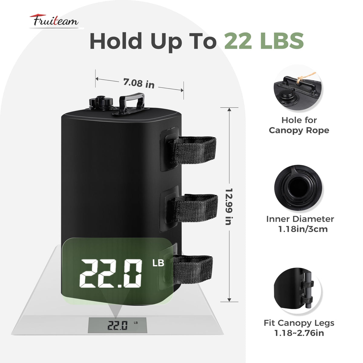 FRUITEAM water weight bags with leak-proof valve secure sun shelters.