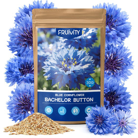 Fruuity blue cornflower seeds pack ready for dense border planting and vibrant mass bloom