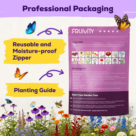 Fruivity drought-tolerant wildflower mix; versatile for meadows, rooftops, and sun-drenched patches.