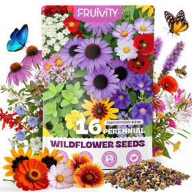 Fruivity wildflower seeds bulk 4oz packaging; ready-to-plant mix for vibrant pollinator-friendly meadows.