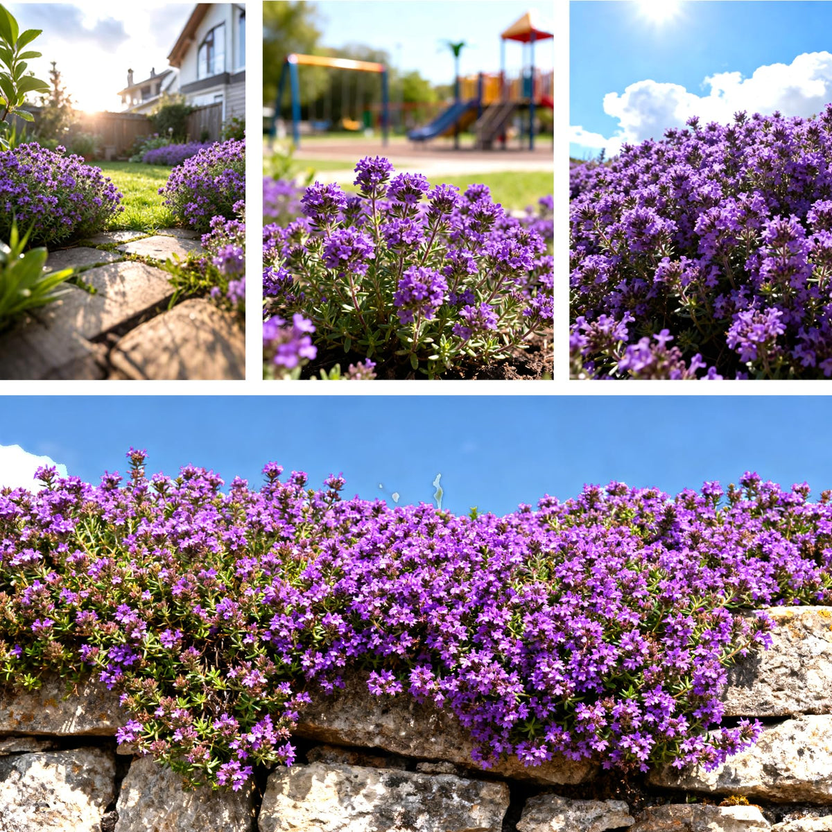 Fruivity creeping thyme seeds self-sowing potential adds ongoing coverage.