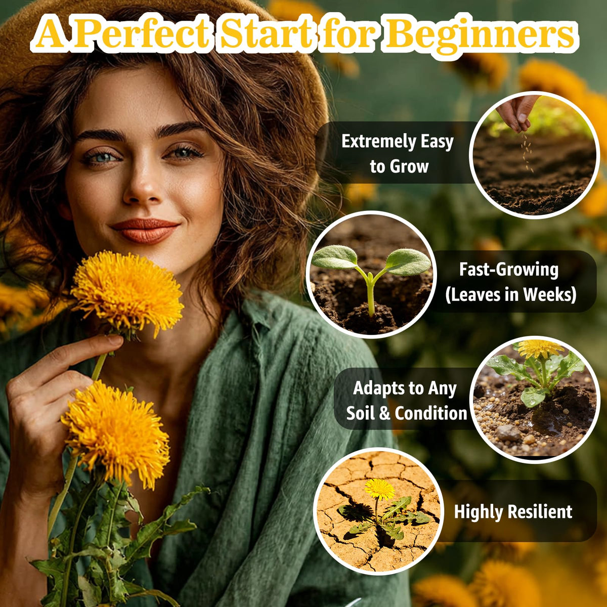 Fruivity Dandelion Seeds garden plot with abundant seeds