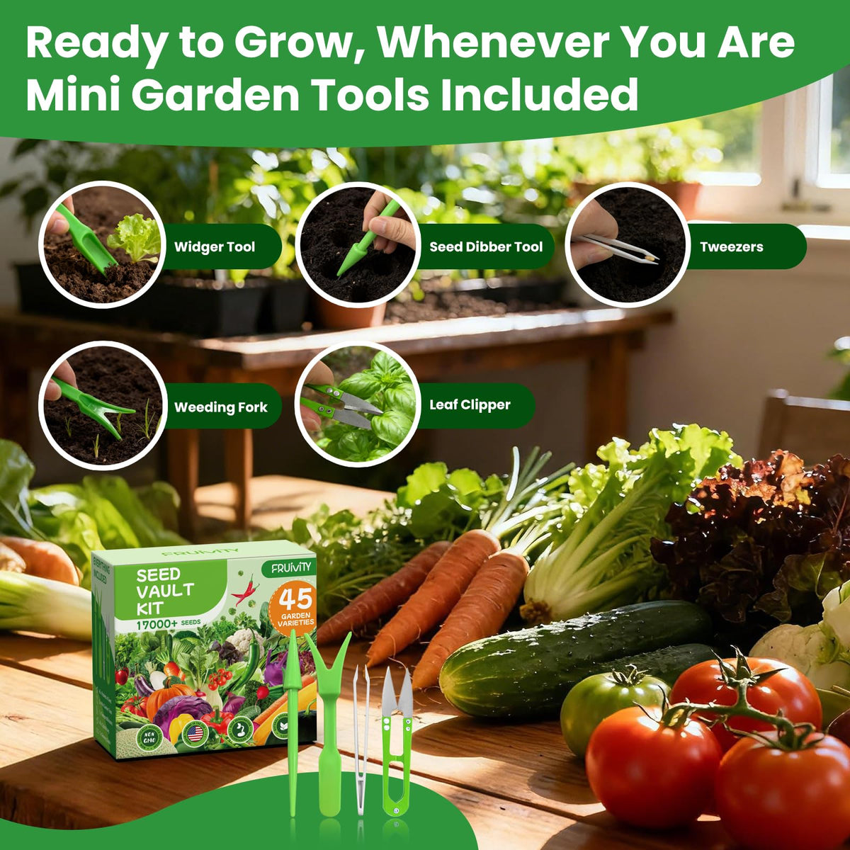Fruivity windowsill gardening with seed packets enables year-round harvest.