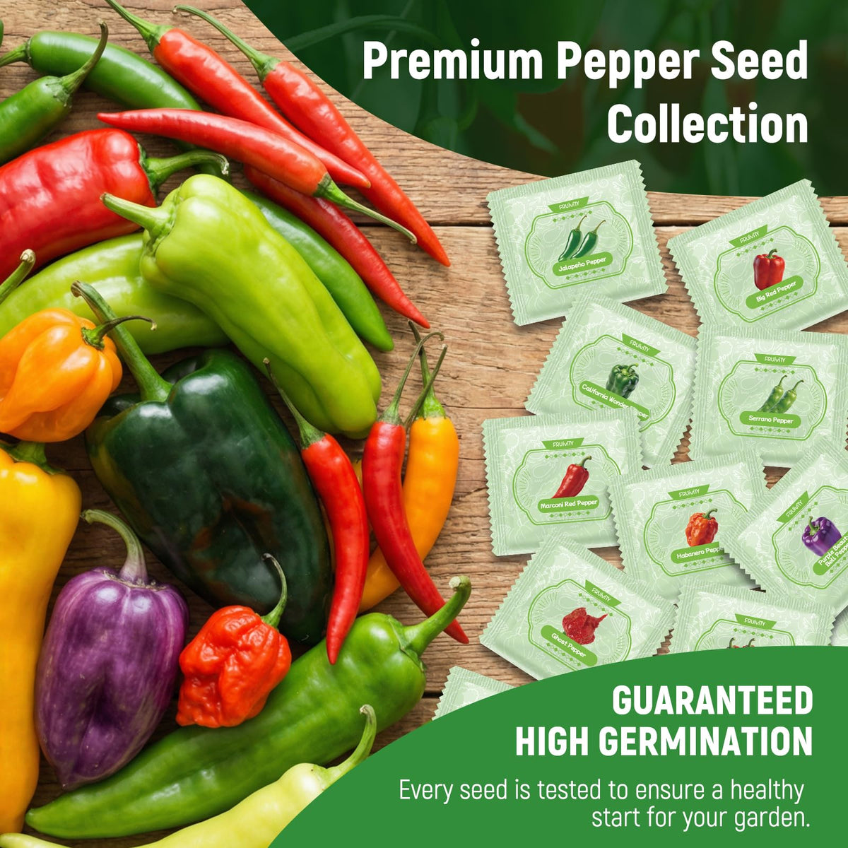 Fruivity bell pepper seeds mix featuring Big Red and California Wonder