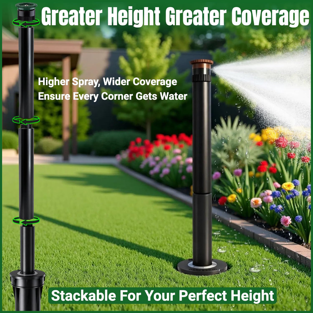 FRUSSONIA riser extension; leak-proof connection to Rain Bird for reliable irrigation upgrade.