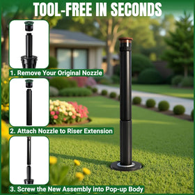 FRUSSONIA tool-free installation; two-step height adjustment and nozzle mounting.