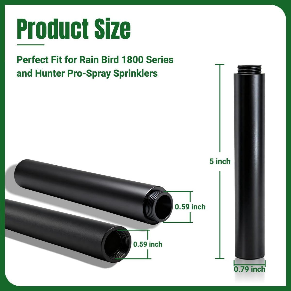 FRUSSONIA riser extension directs water around shrubs for even lawn coverage.