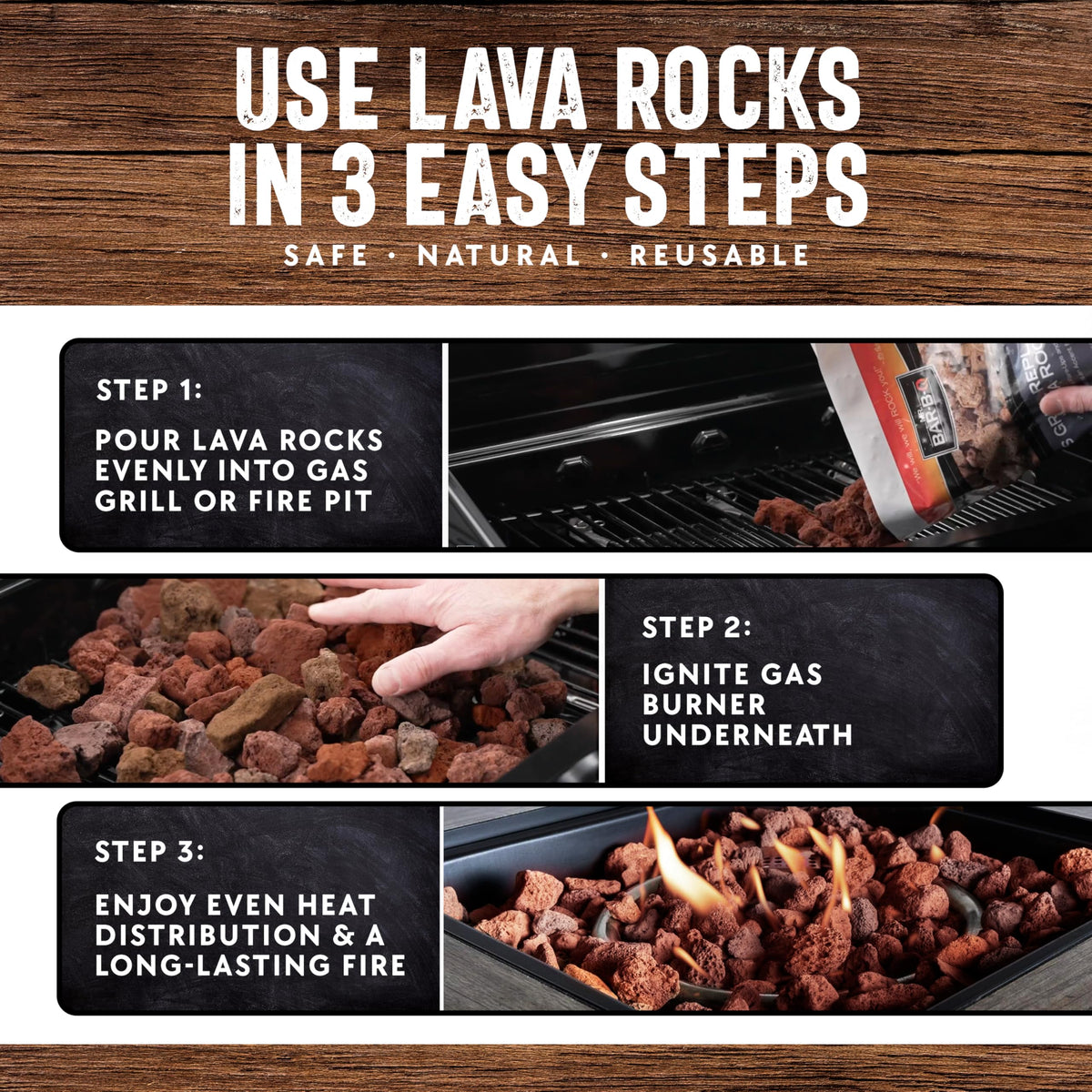 FryOilSaver lava rock offers clean burning with minimal smoke and ash.