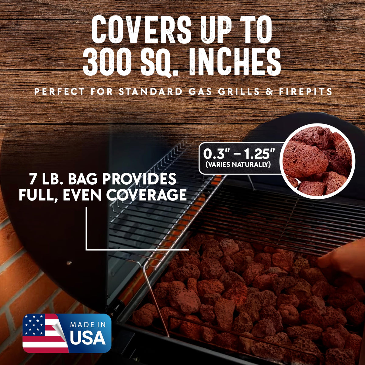 FryOilSaver lava rock adds natural decor while covering pipe areas.