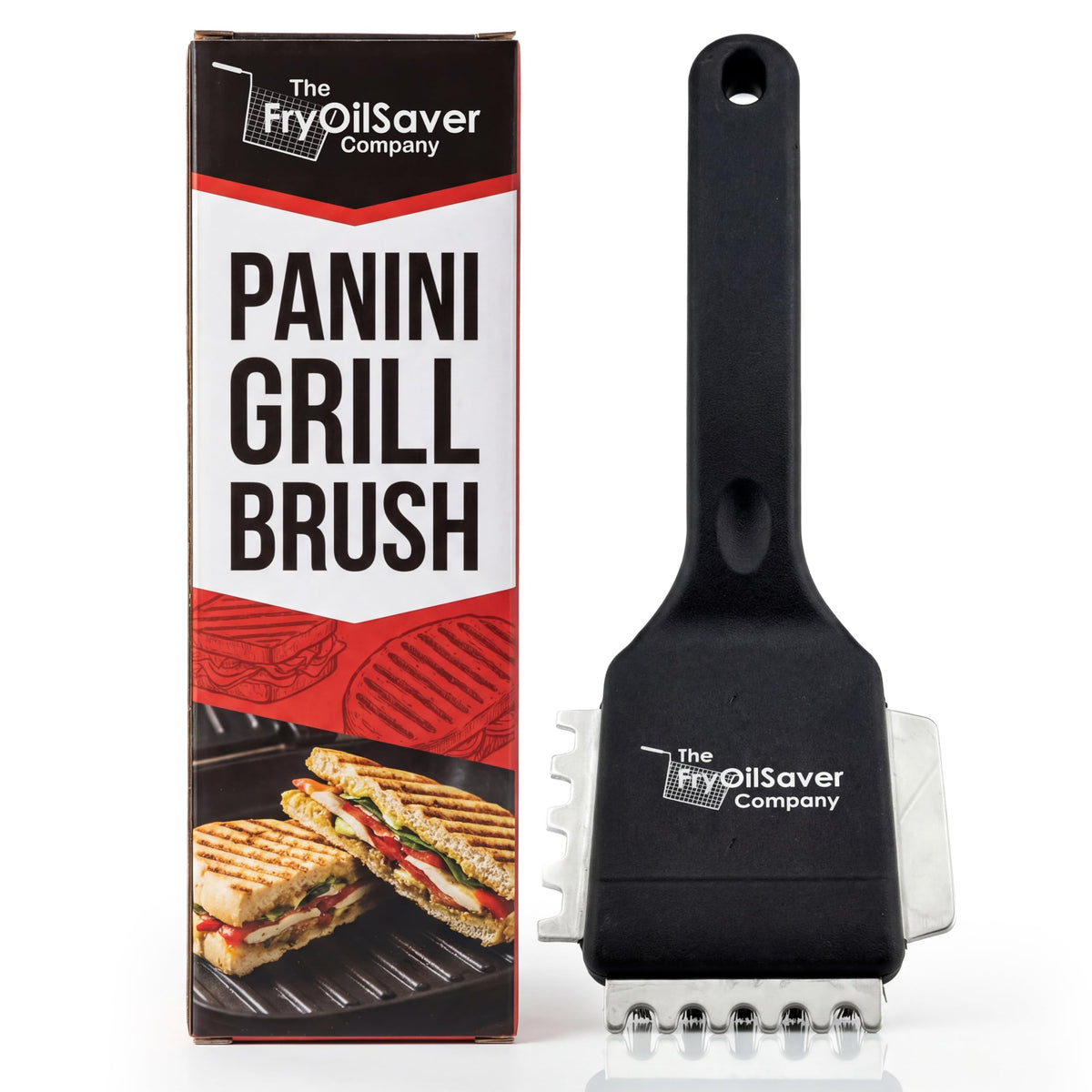 THE FRYOILSAVER COMPANY Panini Brush 3in1 Head cleans grooved grills efficiently with ribbed sections.