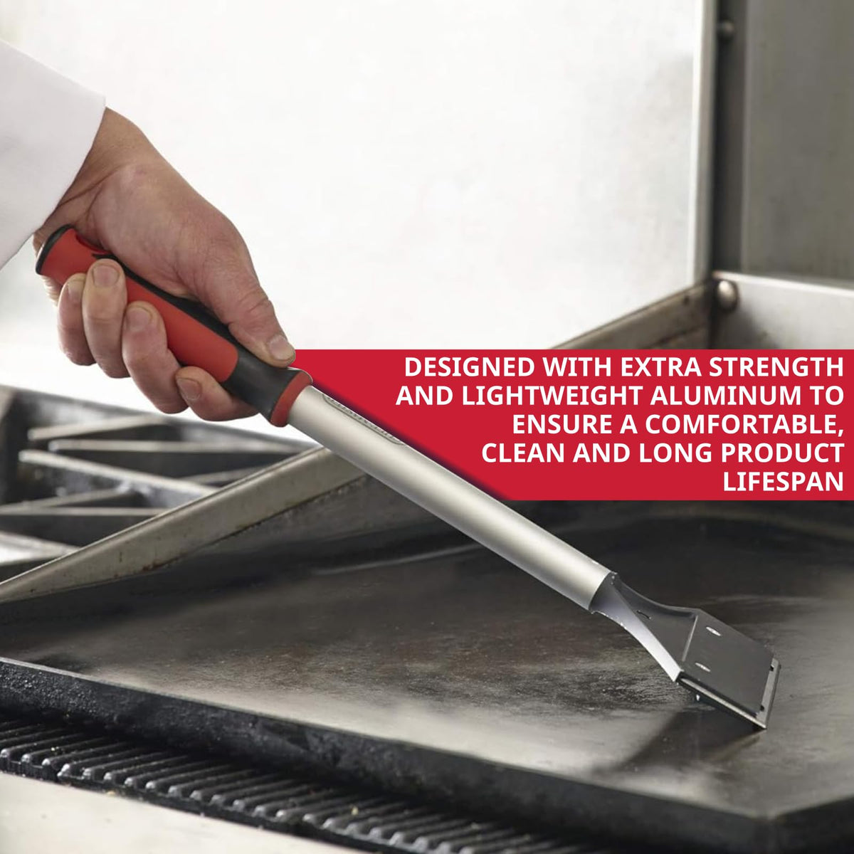 FryOilSaver cleaner used on teppanyaki surfaces for thorough cleaning