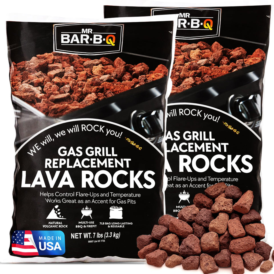 FryOilSaver lava rock in a gas fire pit for even heat distribution.