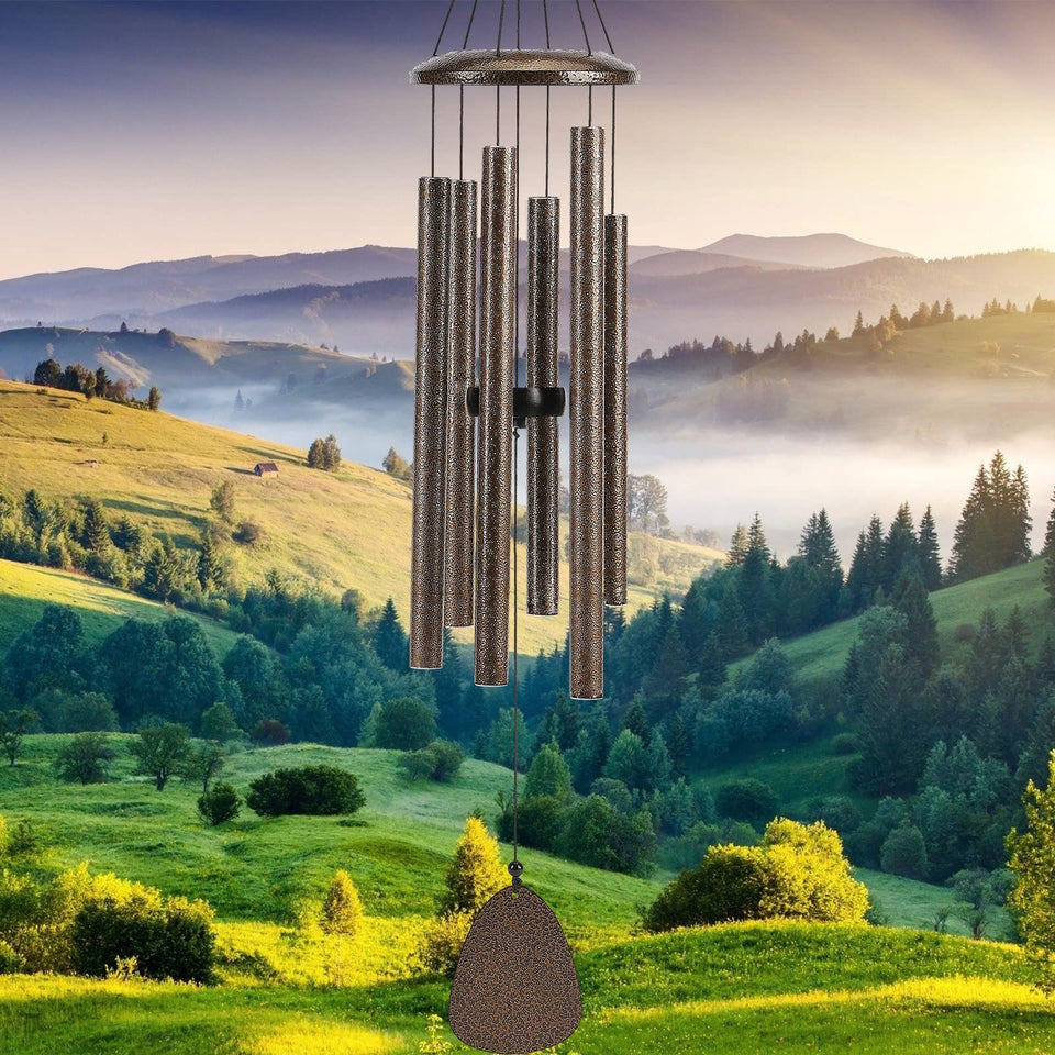 FSVGYY wind chimes with deep tone on brown-coated aluminum for outdoor spaces