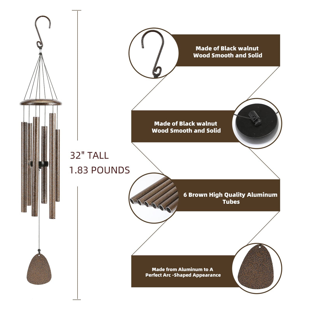 FSVGYY chimes feature fluorocarbon coating and durable nylon cords for longevity