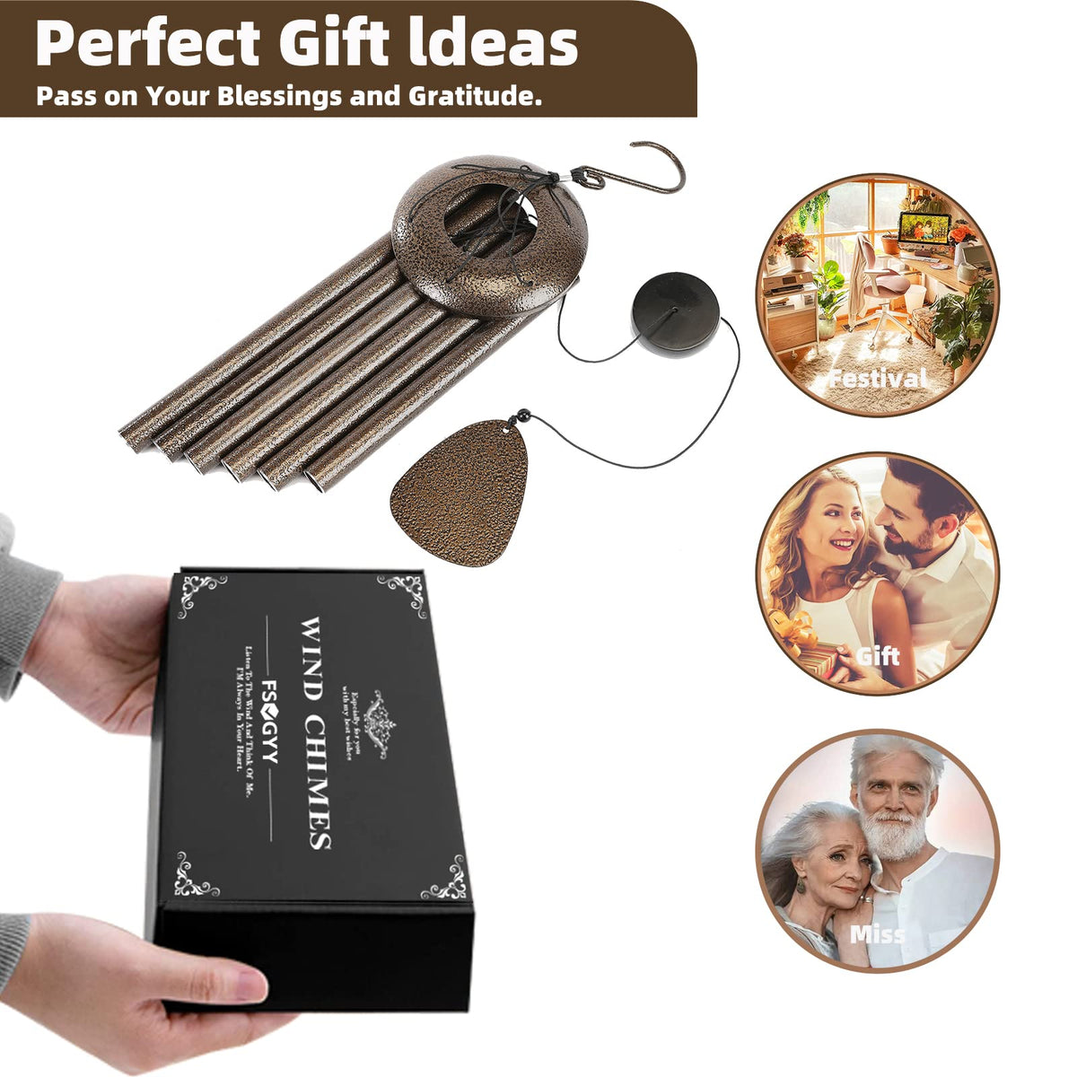 FSVGYY wind chimes gift-ready packaging with greeting card included