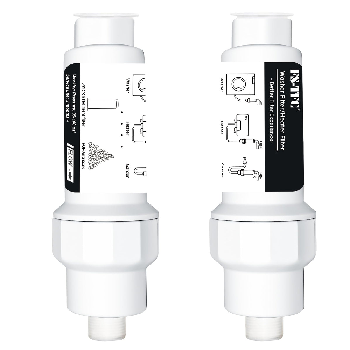 FS-TFC inline sediment filter front view shows compact reusable design for clean water