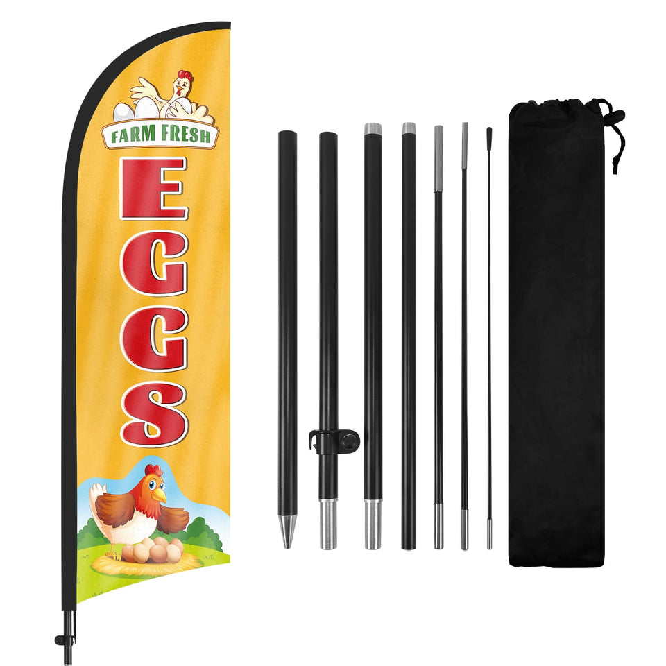 FSFLAG Farm Fresh Eggs flag-banner fluttering to attract customers