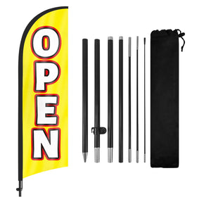 FSFLAG open-feather-flag-8ft boosts storefront visibility outdoors.