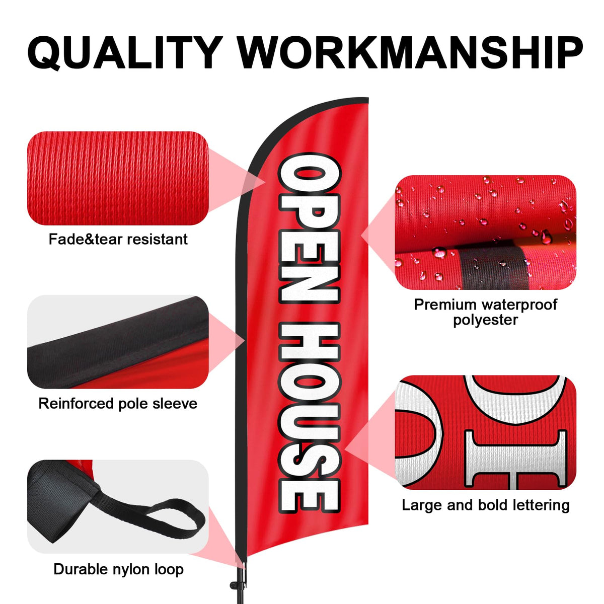 FSFLAG tear-resistant fabric maintains a crisp display even with light rain