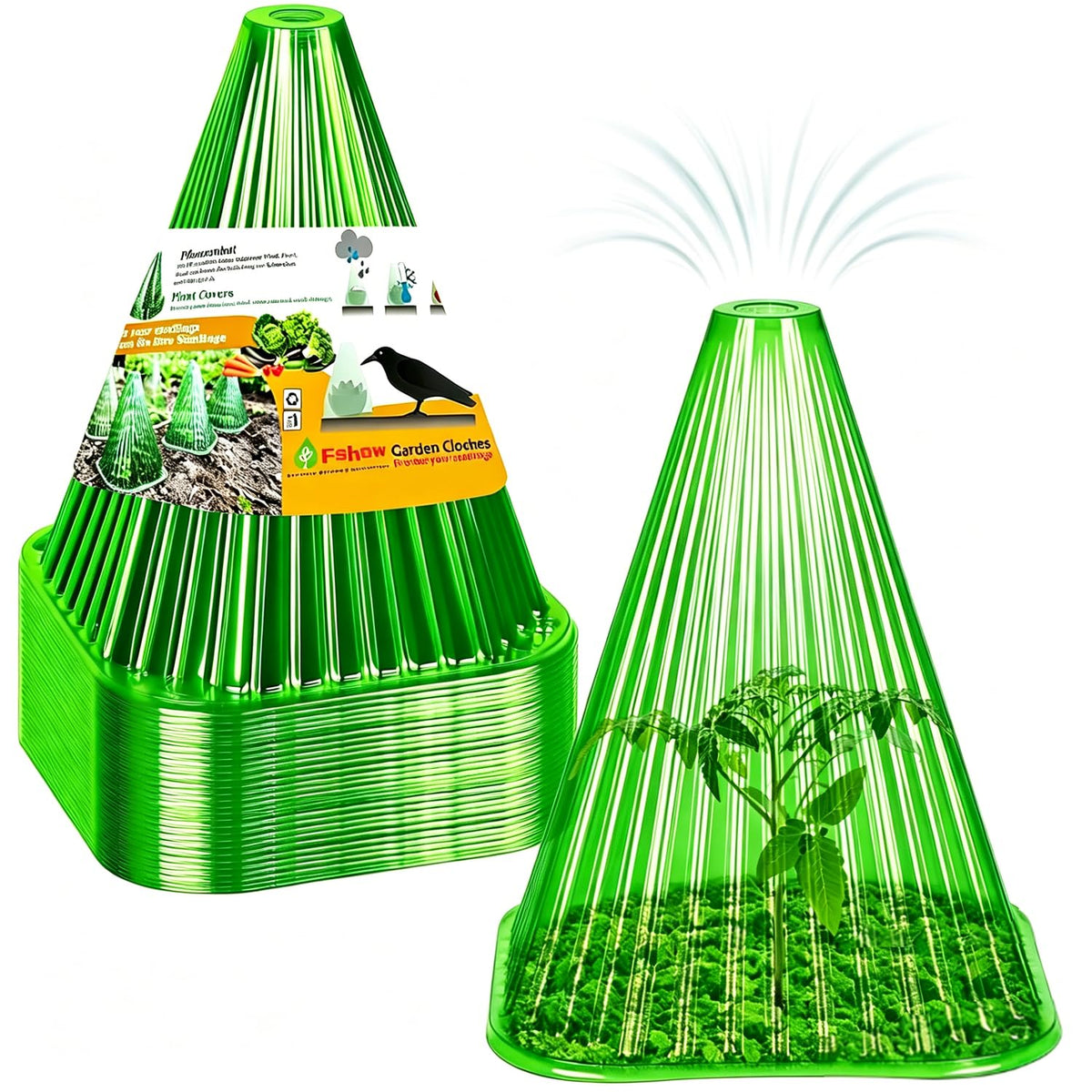 Fshow garden cloche dome with ventilated top protects plants from pests and frost