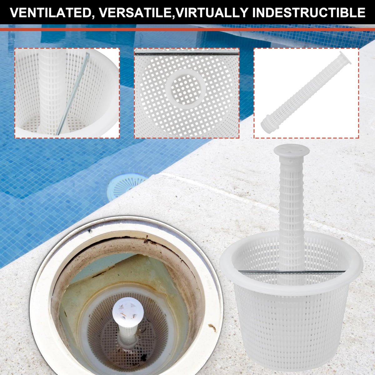 FSQLB SP1070 skimmer basket fits Hayward in-ground skimmers for easy upkeep.