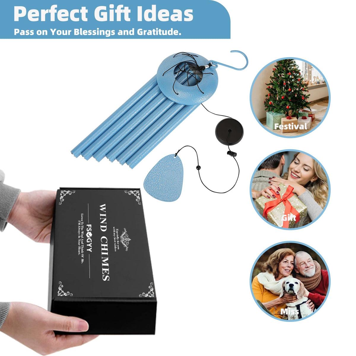 FSVGYY wind chimes gift packaging includes a greeting card.